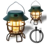 TRIROCKS Juego de 2 faroles solares LED para camping, regulables, recargables, IPX3, resistentes al agua, luces de emergencia portátiles, luces de camping al aire libre, para camping, hogar, corte de