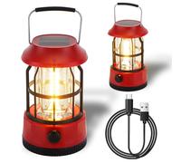 TRIROCKS Juego de 2 faroles solares LED para camping, regulables, recargables, IPX3, resistentes al agua, luces de emergencia portátiles, luces de camping al aire libre, para camping, hogar, corte de