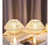 TRIROCKS Juego de 2 lámparas de mesa inalámbricas de metal, con forma de jaula, funciona con pilas, bombilla Edison para uso en interiores y exteriores, perfecta para jardín de Navidad y bodas