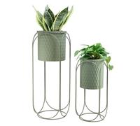TRIROCKS Juego de 2 macetas con soporte para interiores para plantas de interior de 26 y 18 pulgadas de alto, macetas grandes para sala de estar, esquina, cocina, oficina, jardín, balcón, decoración