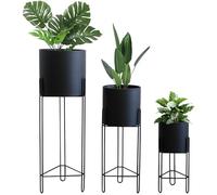 TRIROCKS Juego de 3 macetas altas con soporte para interiores para plantas de interior de 29, 18 y 12 pulgadas, macetas modernas para sala de estar, esquina, cocina, oficina, jardín, balcón y