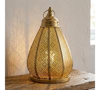 TRIROCKS Lámpara colgante de metal vintage marroquí alimentada por pilas, lámpara de mesa de 30 cm de alto, linterna inalámbrica para sala de estar, dormitorio, bodas, fiestas, jardín, salón, interior