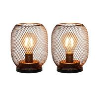 TRIROCKS Set de 2 Lámparas a Batería, Faroles Metálicos Sin Cable con Bombilla LED, Iluminación Decorativas Ovaladas para Bodas, Fiestas, Patio y Decoración de Interior