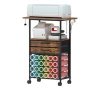 Trironsun Carrito de manualidades de organización y almacenamiento compatible con máquinas Cricut, organizador de manualidades con 24 soportes de rollo de vinilo y 2 cajones de tela para sala de