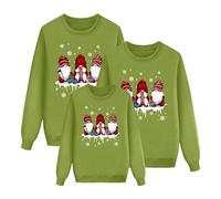Tris di Felpe Familia Navidad 2025, Camiseta Christmas Cuello Redondo Invierno Camiseta Navideño Reno Suéter de Navidad Conjunto Rojo Cómodo Sweater para papá Mamá Niños, Verde, 2-3 Años