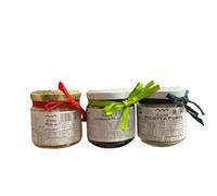 Tris di Prodotti Tipici Pugliesi: Ricotta Forte Pugliese Miele e Confettura di fioroni (90 gr x 3 vasetti)