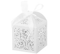Trisoye 100 Cajas de Regalos Cortadas con, Cajas de Regalo PequeñAs de 2 X 2 Pulgadas para Regalos, Cajas de Regalos de Boda con Cinta, Blanco