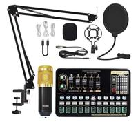 Trisoye Paquete de Equipo de Podcast Tarjeta de Sonido en Variante MicróFono Bm800 Juego Completo de Accesorios para TransmisióN en