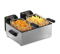 Tristar Freidora Doble de Acero Inoxidable, Capacidad de 2 x 3 L, Función de Doble Termostato, Cubetas Separadas, Para Patatas y Aperitivos, FR-9332