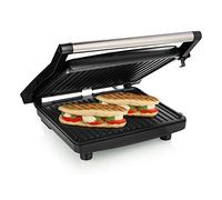 Tristar GR-2858 Parrilla de contacto, superficie de 30 x 26 cm, termostato ajustable en la tapa, bandeja recoge grasa, almacenamiento horizontal y vertical, recubrimiento antiadherente, 2000 W