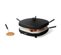 Tristar Horno para Pizza, 6 Personas, 32x32 cm, 1200W, Control Automático de Temperatura, Revestimiento Cerámico Antiadherente Sin PFAS, 6 Palas y Cortador de Masa, Fácil de Limpiar, PZ-9176