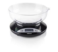 Tristar KW-2430 Báscula de Cocina con bol medidor de plastico, Pantalla LCD, Pesa hasta 2 kg, función tara, botón de encendido y apagado, Negro