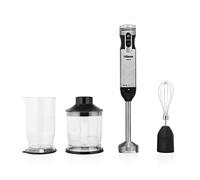 Tristar MX-4829 - Set de batidora, con batidor, picadora y vaso medidor de 700 ml con tapa, Varilla de acero inoxidable, Función turbo, Motor de 1000 W DC, Negro y plateado