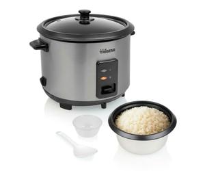 Tristar Olla Arrocera, Capacidad 1,8 L, Cuerpo de Acero Inoxidable con Tapa de Cristal, Recipiente Antiadherente, Apagado Automático y Función Mantener Caliente, 700 W, RK-6148