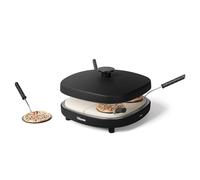 Tristar Pizza Family 4 Máquina para Pizza, 25x25 cm, 900 W, Para 4 Personas, Revestimiento Cerámico sin PFAS, Placas Extraíbles, 4 Palas y Cortador de Masa, PZ-9174