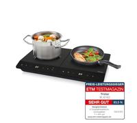 Tristar Placa de inducción doble, ⌀19 y ⌀16 cm, 10 niveles de potencia, 3500 W, de bajo consumo, temporizador integrado, con protección contra sobrecalentamiento, IK-6162