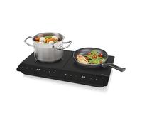 Tristar Placa de inducción doble, ⌀19 y ⌀16 cm, 10 niveles de potencia, 3500 W, de bajo consumo, temporizador integrado, con protección contra sobrecalentamiento, IK-6162