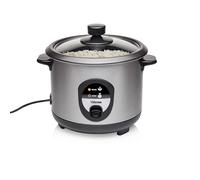 Tristar RK-6126 Arrocera, Capacidad 1 litro, Función para Mantener el Calor, Apagado Automático, Incluye Taza Medidora, Espátula y Cuchara, revestimiento antiadherente del recipiente, 400 W, Plateado