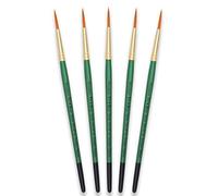 Tristar Serie 104 - Juego de 5 pinceles de pelo sintético planos Taklon dorado/mango verde, color manga verde