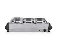 Tristar Servidor de Buffet, Capacidad total de 4,2 litros, mantiene caliente, calientaplatos, tapas incluidas, temperatura ajustable, 200 W, acero inoxidable, plata, BP-6283