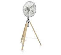 Tristar VE-5804 Ventilador metálico de pie con trípode de madera, 40 cm, 3 ajustes de velocidad, oscilante, ángulo ajustable 10°, motor de cobre, elemento decorativo, altura ajustable 90-130 cm, 50 W