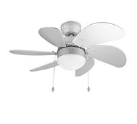 Tristar VE-5810 Ventilador de techo de 76 cm de diámetro con iluminación (una bombilla E27), 6 aspas, con cadena para encendido, 3 ajustes de velocidad, 33 cm de alto, 45.2 dB, 50 W