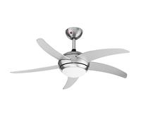 Tristar VE-5815 Ventilador de techo de 112 cm de diámetro con iluminación (una bombilla E14), 5 aspas, con mando a distancia, 3 ajustes de velocidad, 42 cm de alto, 50.4 dB, 55 W