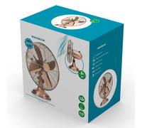 Tristar VE-5970 Ventilador de mesa metálico retro, 30 centímetros de diámetro y oscilante 85°, 3 velocidades, motor de cobre, ángulo ajustable 20°, 58,6 dB, asa integrada, acabado bronce, 35 W
