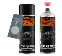 TRISTARcolor Pintura automotriz Set botes de spray 2 componentes para Renault/Alpine 632 Gris Boreal Metallic Pintura base pintura transparente de 2 componentes aerosol