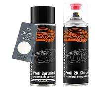 TRISTARcolor Pintura automotriz Set botes de spray 2 componentes para Skoda 1026 Candy/Sugar White/Candyweiss Pintura base pintura transparente de 2 componentes aerosol