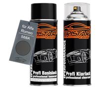 TRISTARcolor Pintura automotriz Set de botes de spray para Alfa Romeo 568A Grigio Canna Di Fuc. Metallic/Grigio Titanio Metallic Pintura base pintura transparente aerosol 400 ml
