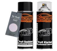 TRISTARcolor Pintura automotriz Set de botes de spray para Audi 1H7 Le Mans Silver Metallic/Felgensilber Metallic Pintura base pintura transparente aerosol 400 ml