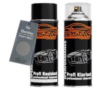 TRISTARcolor Pintura automotriz Set de botes de spray para Bentley FW47-9E21 Titan Grey Metallic Pintura base pintura transparente aerosol 400 ml