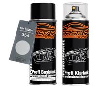 TRISTARcolor Pintura automotriz Set de botes de spray para BMW 354 Plata Titanio Metallic Pintura base pintura transparente aerosol 400 ml