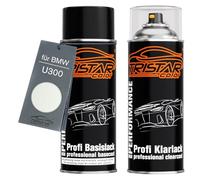 TRISTARcolor Pintura automotriz Set de botes de spray para BMW U300 Alpinweiss III/Alpine White Pintura base pintura transparente aerosol 400 ml