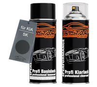 TRISTARcolor Pintura automotriz Set de botes de spray para KIA 5K Piston Grey Metallic/Gorneragrau Metallic Pintura base pintura transparente aerosol 400 ml