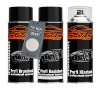 TRISTARcolor Pintura automotriz Set de botes de spray para KIA SWP Snow White Perl/Blanc Perle Nacre Fondo pintura base pintura transparente aerosol 400 ml