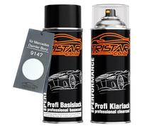 TRISTARcolor Pintura automotriz Set de botes de spray para Mercedes/Daimler Benz 9147 Arktikweiss/Blanc De Serie Cabine Pintura base pintura transparente aerosol 400 ml