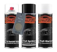 TRISTARcolor Pintura automotriz Set de botes de spray para parachoques de plástico para Mazda 48T Zilcon Sand Metallic Base adherente pintura base pintura transparente con plastificante