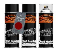 TRISTARcolor Pintura automotriz Set de botes de spray para Peugeot LQV Rouge Ultimate Metallic Fondo pintura base pintura transparente aerosol 400 ml