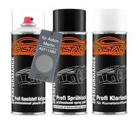 TRISTARcolor Pintura automotriz Set de botes de spray para plástico para Aston Martin AST1138D Cumberland Grey Metallic Base adherente pintura base/transparente con plastificante