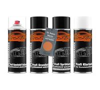 TRISTARcolor Pintura automotriz Set de botes de spray para plástico para Aston Martin AST60D0 Golden Saffron Metallic Base adherente pintura de fondo/base/transparente con plastificante