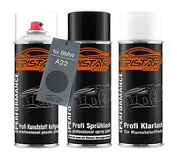 TRISTARcolor Pintura automotriz Set de botes de spray para plástico para BMW A22 Sparkling Graphit Metallic Base adherente pintura base pintura transparente con plastificante