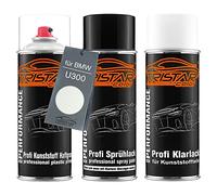 TRISTARcolor Pintura automotriz Set de botes de spray para plástico para BMW U300 Alpinweiss III/Alpine White Base adherente pintura base pintura transparente con plastificante