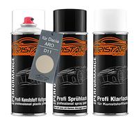 TRISTARcolor Pintura automotriz Set de botes de spray para plástico para Dacia/ARO D11 Beige Poivre Metallic Base adherente pintura base pintura transparente con plastificante