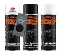 TRISTARcolor Pintura automotriz Set de botes de spray para plástico para Landrover 820 Santorini Black Metallic Base adherente pintura base pintura transparente con plastificante