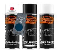 TRISTARcolor Pintura automotriz Set de botes de spray para plástico para Renault/Alpine D44 Bleu Odyssee Nacre Metallic Base adherente pintura base/transparente con plastificante