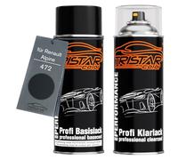 TRISTARcolor Pintura automotriz Set de botes de spray para Renault/Alpine 472 Bleu Crepuscule Nacre/Midnight Blue Nacre Pintura base pintura transparente aerosol 400 ml