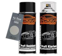 TRISTARcolor Pintura automotriz Set de botes de spray para Seat 065 Plata Rayo Metallic Pintura base pintura transparente aerosol 400 ml