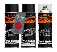 TRISTARcolor Pintura automotriz Set de botes de spray para Seat LS3U Rojo Azalea Metallic Fondo pintura base pintura transparente aerosol 400 ml